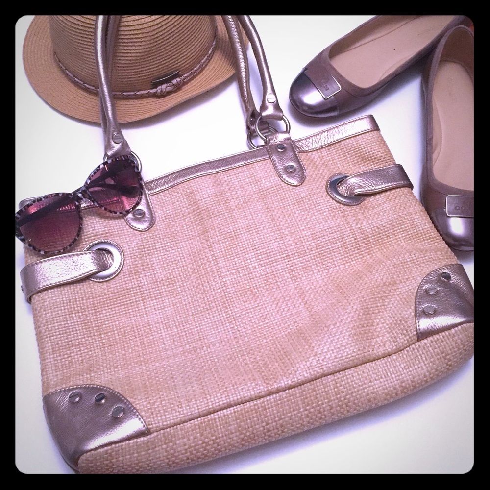 Bodhi Metallic Leather & Basketweave Handbag Purse